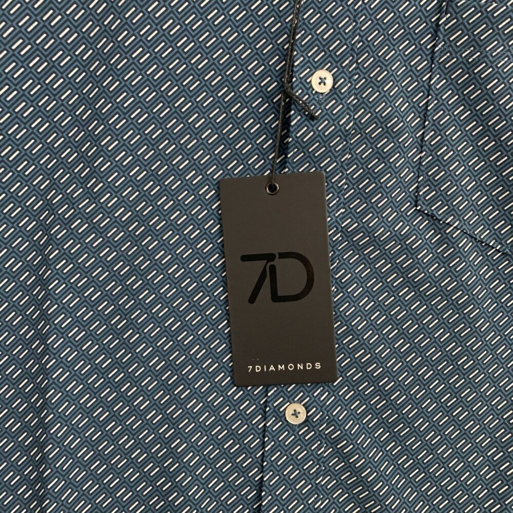 7 Diamonds Shirt Mens S Vienti 4-Way Stretch Woven Short Sleeve Blue Button Up - Picture 5 of 11